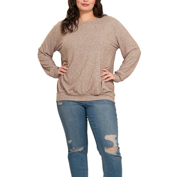 soft melange round neck pullover - Picture 1 of 8